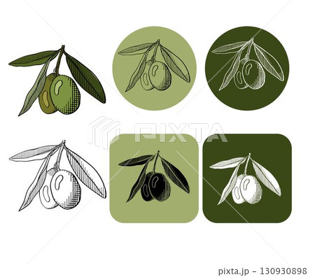 green vector olive branch logo. graphic line ink colored illustration. Mythological icon. Healthy products label. Organic cosmetics. Eco food Natural element Agricultural item green vector olive branch logo. graphic line ink colored illustration. Mythological icon. Healthy products label. Organic cosmetics. Eco food Natural element Agricultural item 130930898