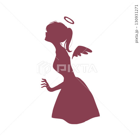 天使イメージの女性　横側　シルエット 130931271