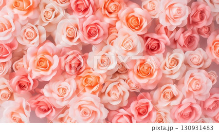 soft pink and peach roses arranged tightly delicate petals, romantic floral pattern, gentle light, cheerful mood, high detail, concept of beauty, weddings, skincare soft pink and peach roses arranged tightly delicate petals, romantic floral pattern, gentle light, cheerful mood, high detail, concept of beauty, weddings, skincare 130931483