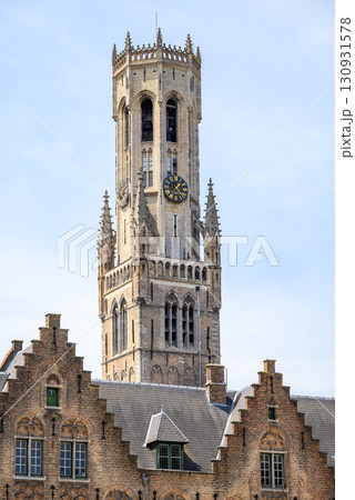Belfry of Bruges, medieval bell tower in the historic centre of Bruges, Belgium 130931578