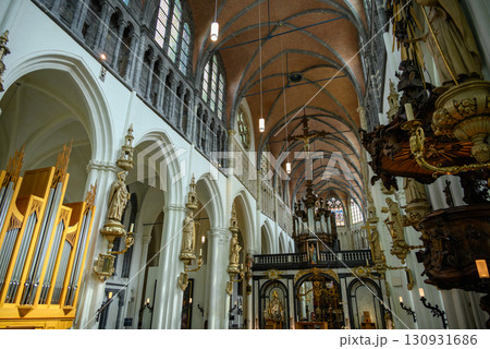Interior of the Church of Our Lady Roman Catholic gothic church in Bruges, Belgium Interior of the Church of Our Lady Roman Catholic gothic church in Bruges, Belgium 130931686
