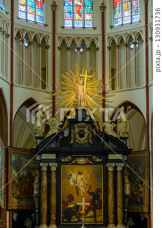 Interior of the Saint Salvator Cathedral main Roman Catholic gothic church in Bruges, Belgium Interior of the Saint Salvator Cathedral main Roman Catholic gothic church in Bruges, Belgium 130931736