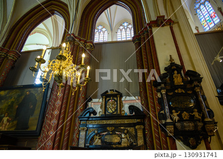 Interior of the Saint Salvator Cathedral main Roman Catholic gothic church in Bruges, Belgium 130931741