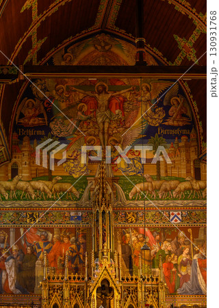 Interior of the Basilica of the Holy Blood, Catholic basilica housing a relic of the Holy Blood of Christ in Bruges, Belgium Interior of the Basilica of the Holy Blood, Catholic basilica housing a relic of the Holy Blood of Christ in Bruges, Belgium 130931768