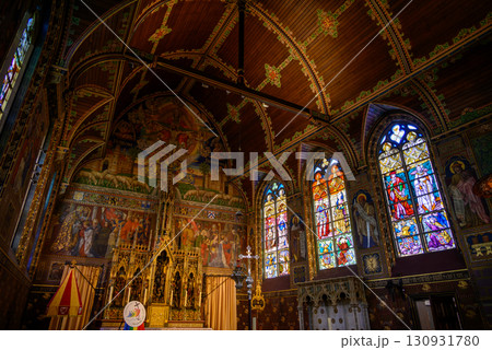 Interior of the Basilica of the Holy Blood, Catholic basilica housing a relic of the Holy Blood of Christ in Bruges, Belgium 130931780