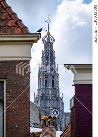Bell tower of the Church of Saint Bavo Grote Kerk, Reformed Protestant church in Haarlem, Netherlands 130932009