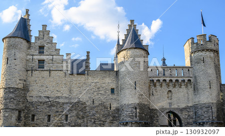 Het Steen medieval fortress on bank of Scheldt river in the old city centre of Antwerp, Belgium Het Steen medieval fortress on bank of Scheldt river in the old city centre of Antwerp, Belgium 130932097