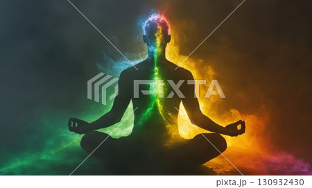 Time-Lapse Style Image Showing A Persons Aura Time-Lapse Style Image Showing A Persons Aura 130932430