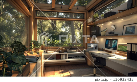 Tiny House Office Studio Interior 130932433