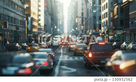 Busy City Street During Rush Hour 130932562