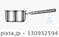 Hand Drawn Vintage Vector Illustration of Saucepan Cooking Pot Kitchen Utensil Not AI Generated 130932594