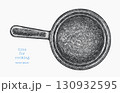 Hand Drawn Vintage Vector Illustration of Frying Pan Skillet Kitchen Cookware Not AI Generated 130932595