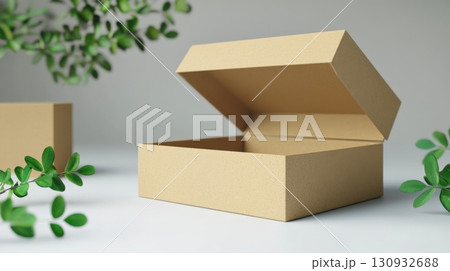 Eco-Friendly Box Mockup on Neutral Background 130932688