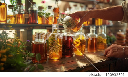 Herbalist is Preparing Natural Remedies 130932761