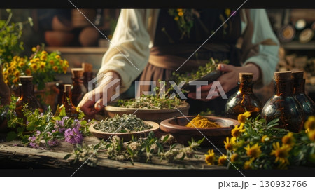 Herbalist is Preparing Natural Remedies 130932766