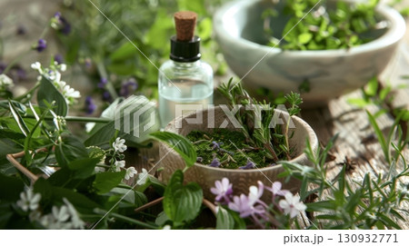 Power Of Herbs For Human Health. Herbalist Advertising 130932771