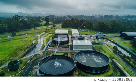 Massive Industrial Rainwater Harvesting Aerial view 130932862