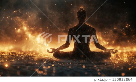Time-Lapse Style Image Showing A Persons Aura 130932864