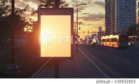 Billboard Construction in the city. An Advertising Mockup Billboard Construction in the city. An Advertising Mockup 130932923