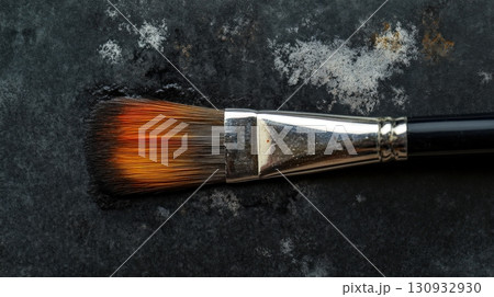 Paint Brush On Black Background Watercolor 130932930