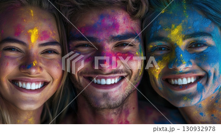 Group Of Friends Celebrating Holi With Laughter 130932978