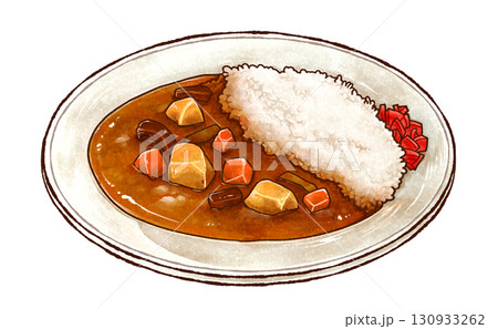 カレーライスの手描きイラスト 130933262