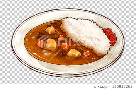 カレーライスの手描きイラスト 130933262