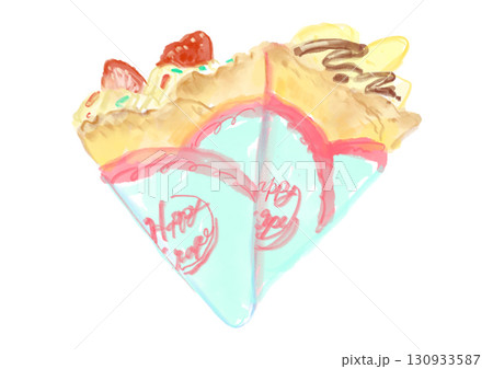 美味しそうないちごクレープとチョコバナナクレープの手描き水彩イラスト 130933587