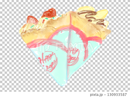 美味しそうないちごクレープとチョコバナナクレープの手描き水彩イラスト 130933587