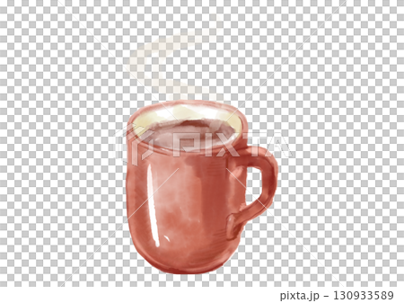 手繪水彩畫,畫的是裝滿熱氣騰騰、美味可可的紅色杯子 手繪水彩畫,畫的是裝滿熱氣騰騰、美味可可的紅色杯子 130933589