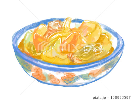 ホクホクで美味しそうな肉じゃがの手描き水彩イラスト ホクホクで美味しそうな肉じゃがの手描き水彩イラスト 130933597