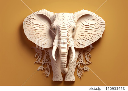 Dive into the digital realm with this stunning 3D paper art elephan 130933638