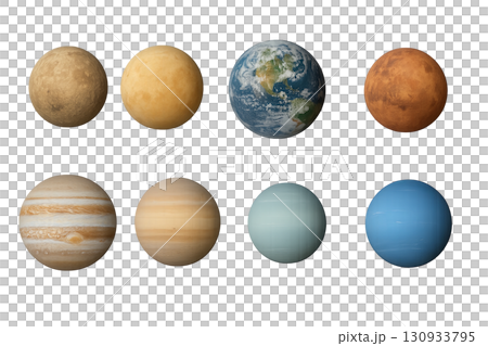 Planets isolated on transparent background, space theme 130933795