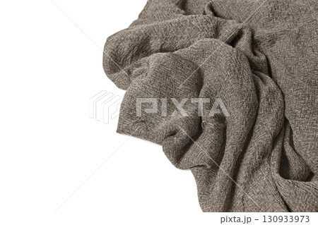 gray linen kitchen towel napkin isolated on white background 130933973