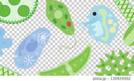 かわいい微生物の背景イラスト_16:9 かわいい微生物の背景イラスト_16:9 130934002