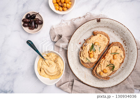 Delicious sandwiches with hummus Delicious sandwiches with hummus 130934036