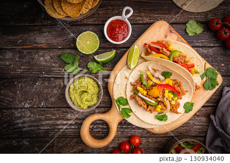 Healthy typical Mexican tacos Healthy typical Mexican tacos 130934040