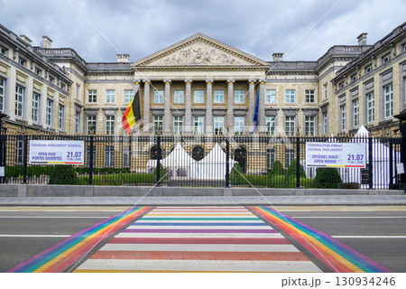 Palace of the Nation neoclassical building housing the Belgian Federal Parliament in Brussels, Belgium Palace of the Nation neoclassical building housing the Belgian Federal Parliament in Brussels, Belgium 130934246