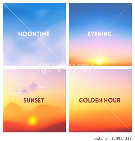 Abstract vector red sunset blurred background set. Square blurred backgrounds set - Yellow, red and orange autumn colors of falling leaves. Abstract vector red sunset blurred background set. Square blurred backgrounds set - Yellow, red and orange autumn colors of falling leaves. 130934338