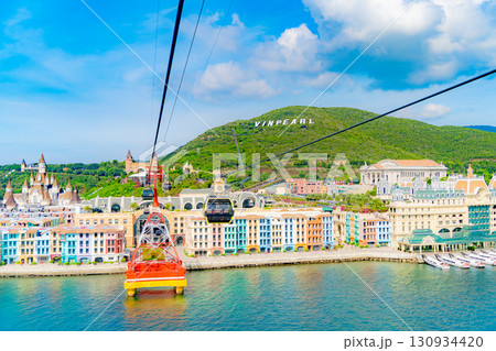 Cable car over the sea. Cable car over the sea. 130934420