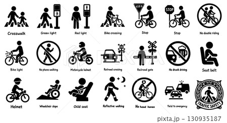交通安全のピクトグラムセット、Traffic Safety Pictogram Set 交通安全のピクトグラムセット、Traffic Safety Pictogram Set 130935187