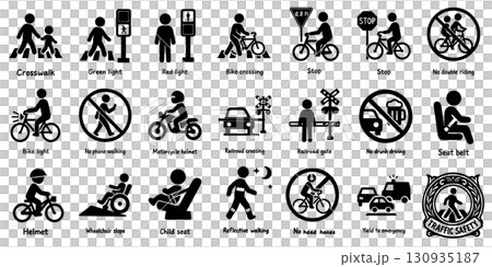 交通安全のピクトグラムセット、Traffic Safety Pictogram Set 交通安全のピクトグラムセット、Traffic Safety Pictogram Set 130935187