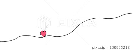 Minimalist continuous line with pink heart accent illustration 130935218