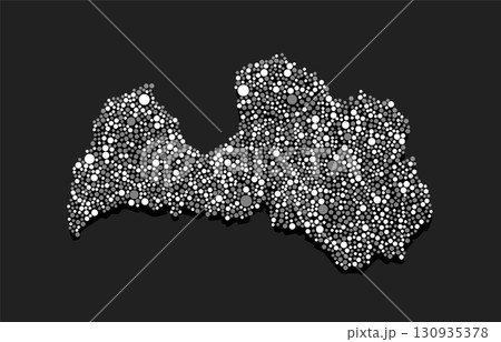 Creative map of Latvia made of random dots 130935378