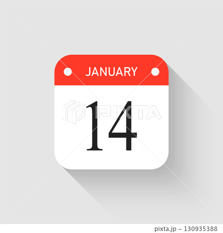 Vector icon page day calendar - 14 January month 130935388