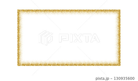 Sparkling rectangle gold border with glitter texture. Festive frame isolated on white. Vector illustration. 130935600