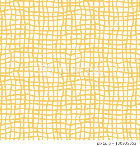 Yellow checkered seamless pattern. Vector summer picnic, plaid, blanket hand drawn repeat background, geometric print 130935652
