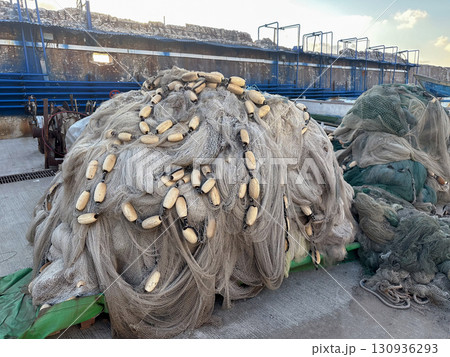 Fishing nets in a fishing port Fishing nets in a fishing port 130936293