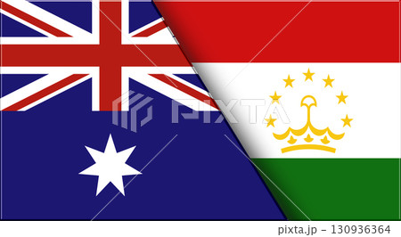 Flags of Australia and Tajikistan. Australian and Tajik National flag on Fabric Flags of Australia and Tajikistan. Australian and Tajik National flag on Fabric 130936364