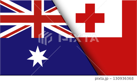 Flags of Australia and Tonga. Australian and Tongan National flags on Fabric 130936368
